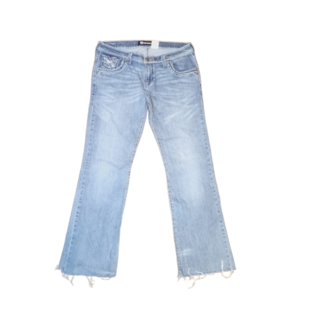 size 14 y2k low rise frayed hem jeans Petrol whitney fit